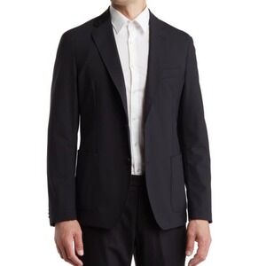 Nordstrom Mens Tech Smart Blazer Sz XL Trim Fit Black Two Button Stretch Jacket